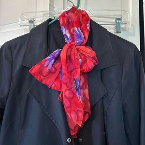 Cejon Bold red and purple 100% Silk floral scarf - made in the USA!